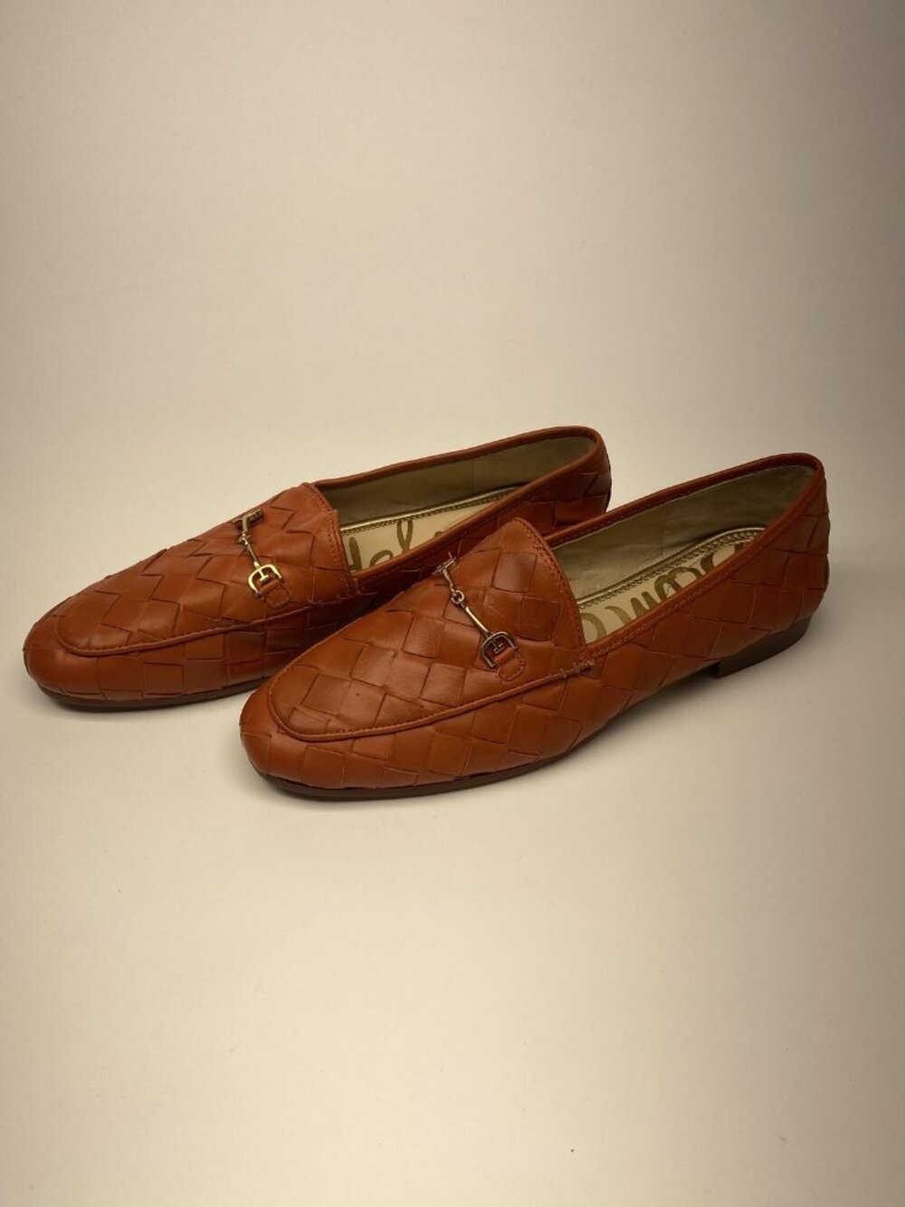 Sam Edelman Loraine Womens Sz 11 Orange Woven Leather Loafers Bit Moccasin Flats